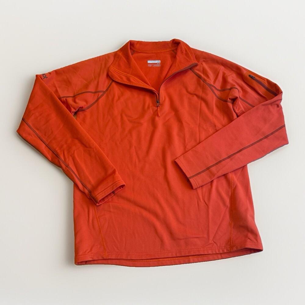 Marmot Men's M Orange 1/4 Zip Rocklin Fleece Pullover Gorpcore Jacket Outdoor